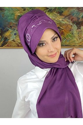 روسری بنفش پنبه ای BUTİKAMBAR - کد 775544756