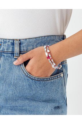 دستبند جواهر نارنجی زنانه منجق Accessorize - کد 340632530