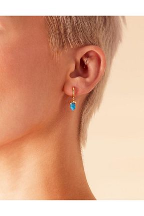 گوشواره جواهر فیروزه ای روکش طلا Accessorize - کد 462748395