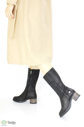 بوت / نیم بوت مشکی زنانه چرم خالص Mammamia - کد 775715806