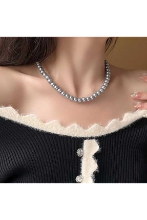 گردنبند جواهر طوسی زنانه مروارید کد 775999175