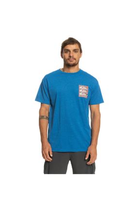 تی شرت آبی مردانه Fitted یقه گرد پارچه ای تکی کد 673053444