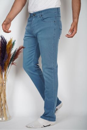 شلوار جین آبی مردانه پاچه رگولار جین پوشاک ورزشی کد 775607785