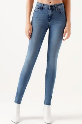 شلوار جین متالیک زنانه پاچه تنگ فاق بلند اسلیم بلند کد 775813503