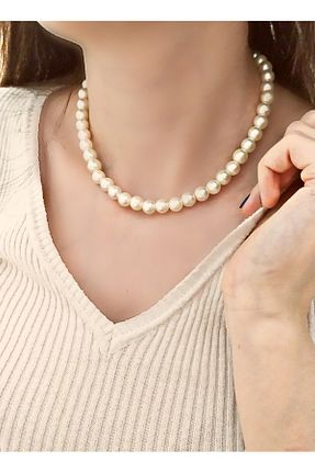 گردنبند جواهر سفید زنانه مروارید MARCİELO Accessories - کد 388838039