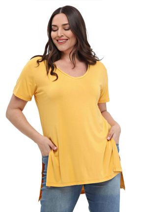 تی شرت زرد زنانه سایز بزرگ ویسکون کد 36905505