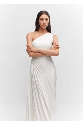 لباس سایز بزرگ سفید زنانه پلی استر رگولار بافت کد 740781935