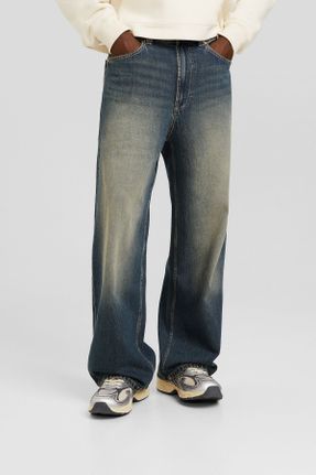 شلوار جین آبی مردانه پاچه رگولار پنبه (نخی) کد 775539017
