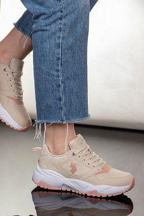 کفش اسنیکر بژ زنانه بند دار U.S. Polo Assn. - کد 775783565