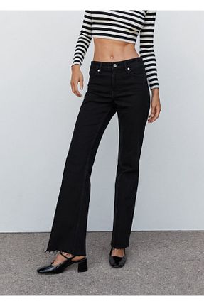 شلوار جین مشکی زنانه رگولار MANGO - کد 751294270