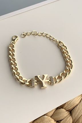 دستبند استیل طلائی زنانه فولاد ( استیل ) کد 126091713