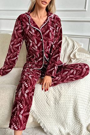 ست لباس راحتی زرشکی زنانه Yılbaşı Nisanca - کد 759362029