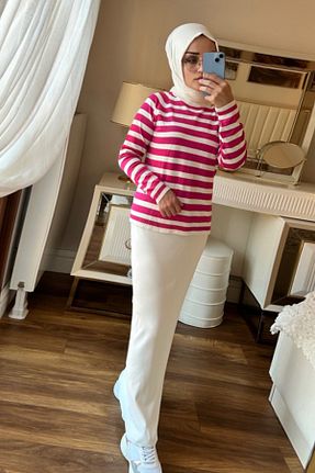 پلیور صورتی زنانه ساده ms modaseda - کد 768453251
