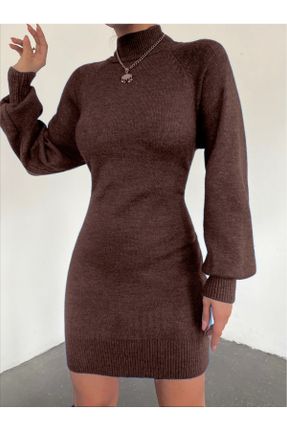 لباس قهوه ای زنانه تریکو تریکو Fitted آستین-بلند کد 661505433