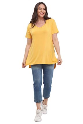 تی شرت زرد زنانه سایز بزرگ ویسکون کد 36905505
