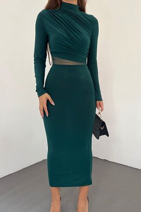 لباس سبز زنانه بافتنی vuvutasarım - کد 775472502