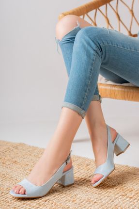 کفش پاشنه بلند کلاسیک آبی زنانه ساتن پاشنه ضخیم پاشنه کوتاه ( 4 - 1 cm ) کد 750254270