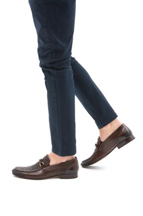 کفش کلاسیک قهوه ای مردانه چرم طبیعی پاشنه کوتاه ( 4 - 1 cm ) پاشنه ضخیم کد 33053647