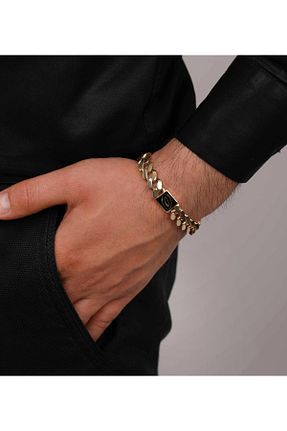 دستبند طلا رنگی مردانه 14 عیار Elis Kuyumculuk - کد 775725657
