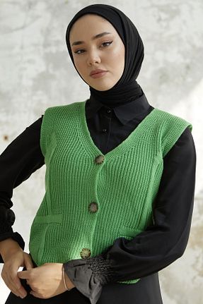 ژاکت سبز زنانه رگولار اکریلیک بافتنی کد 775833843