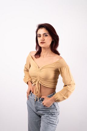 بلوز قهوه ای زنانه ساده SFORZANDO - کد 775976086