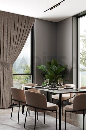 پرده زمینه قهوه ای پلی استر MARİTSA - کد 332601345