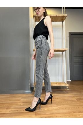 شلوار جین طوسی زنانه پاچه تنگ فاق بلند جوان بلند کد 776140906