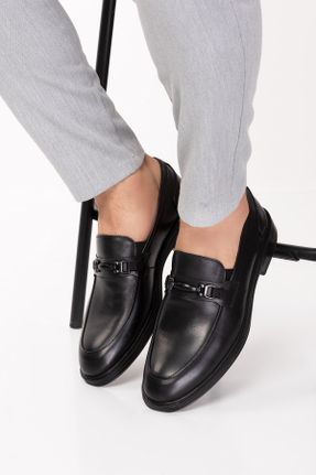 کفش کلاسیک مشکی مردانه چرم طبیعی پاشنه کوتاه ( 4 - 1 cm ) کد 776678862