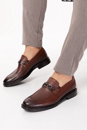 کفش کلاسیک قهوه ای مردانه چرم خالص depderi - کد 776308013