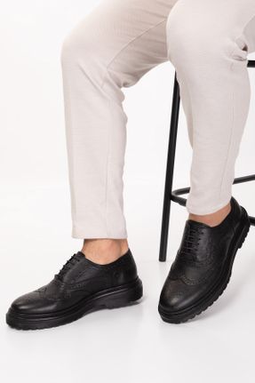 کفش کلاسیک مشکی مردانه چرم طبیعی پاشنه کوتاه ( 4 - 1 cm ) کد 776683562