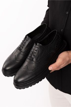 کفش کلاسیک مشکی مردانه چرم طبیعی پاشنه کوتاه ( 4 - 1 cm ) کد 776683562