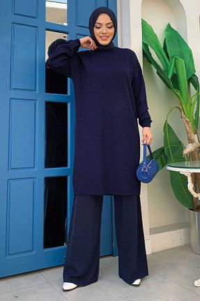 تونیک حجاب سرمه ای زنانه مخلوط پلی استر Bym Fashion - کد 776767185