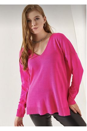 پلیور صورتی زنانه ساده Tisya butik - کد 776813396