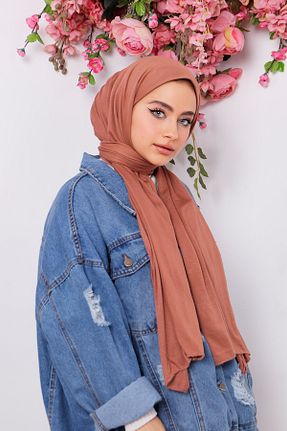 شال قهوه ای زنانه پنبه پلی استر BUSLEM - کد 776863849