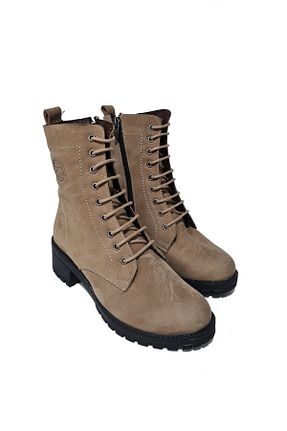 بوت / نیم بوت بژ زنانه چرم خالص Öztürk - کد 777304112