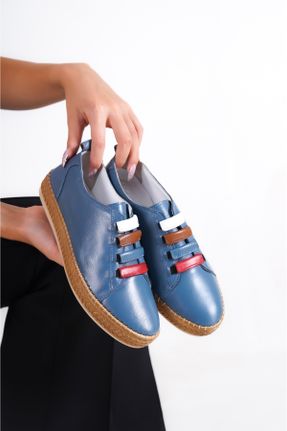 کفش کژوال آبی زنانه چرم طبیعی پاشنه کوتاه ( 4 - 1 cm ) پاشنه ساده کد 741591193