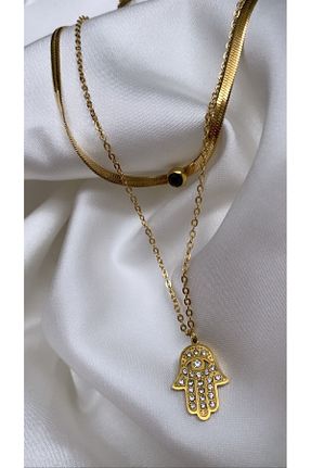 گردنبند استیل ( فولاد ) طلائی زنانه استیل (فولاد) Accessories - کد 776944838