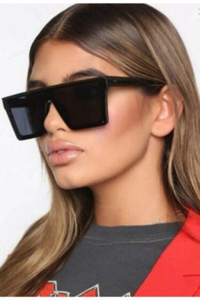 عینک آفتابی مشکی زنانه 50 UV400 استخوان مات هندسی کد 299667460