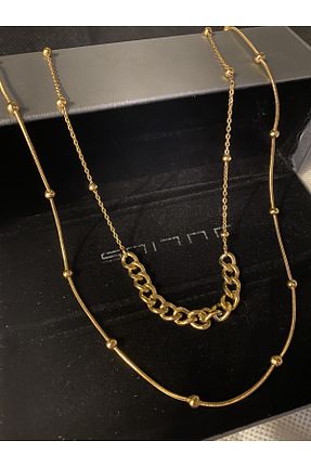 گردنبند استیل ( فولاد ) طلائی زنانه استیل ضد زنگ Vamos Jewelry - کد 777056408