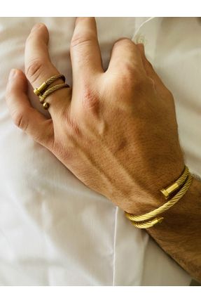 دستبند استیل طلائی زنانه استیل ضد زنگ کد 777344738