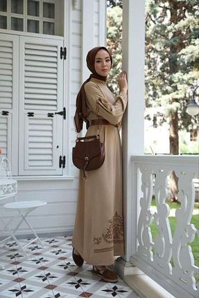 لباس حجاب بژ زنانه رگولار ESRA KEKÜLLÜOĞLU - کد 137605351