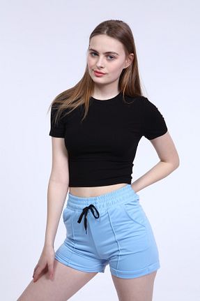تیشرت مشکی زنانه کراپ MAT Collection - کد 97674900