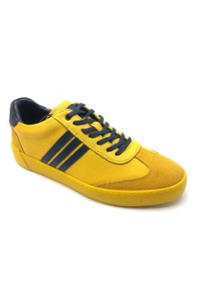 کفش اسنیکر زرد مردانه چرم طبیعی بند دار چرم طبیعی کد 97886636