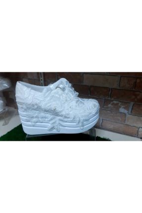 کفش پاشنه بلند پر سفید زنانه پاشنه بلند ( +10 cm) پارچه نساجی کد 86974051