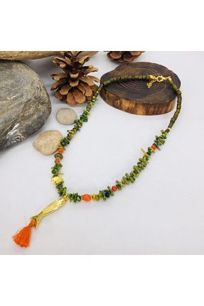 گردنبند جواهر سبز زنانه سنگ Porsuk Alternatif - کد 98237291