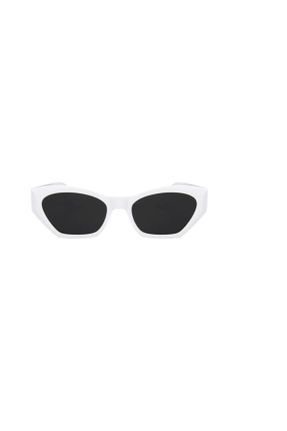عینک آفتابی سفید زنانه 49 UV400 استخوان هندسی کد 95282696