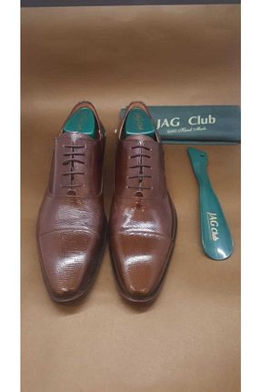 کفش کلاسیک قهوه ای مردانه چرم خالص Jag Club - کد 98693422