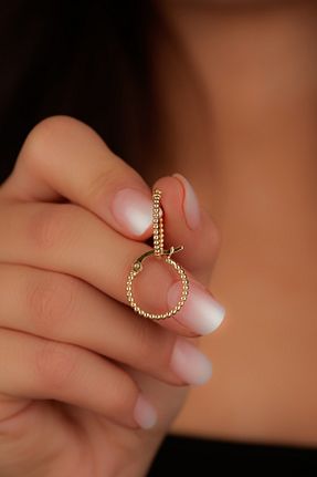 گوشواره طلا زرد زنانه 14 عیار GençTaş Kuyumculuk - کد 775726673