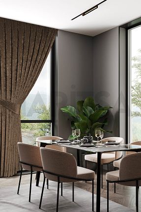 پرده زمینه قهوه ای پلی استر MARİTSA - کد 332611940