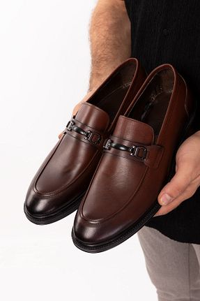 کفش کلاسیک قهوه ای مردانه چرم خالص depderi - کد 776308013